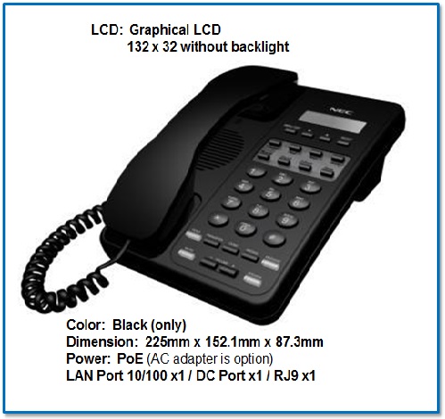 Điện thoại IP NEC IP GT-200 Standard SIP ITX-1DE-1W(BK)TEL -BE