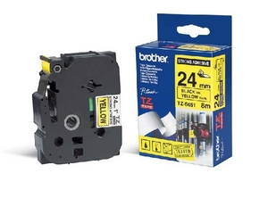 nhan brother tz651 black on yellow  chu den nen vang rong 24mm